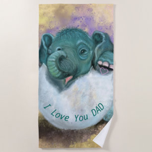 Bebé Elephant Beach Toallas de texto - Te amo papá