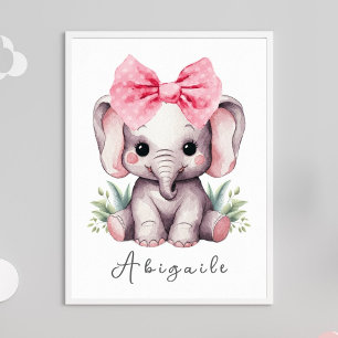 Bebé Elephant Nursery Wall Art - Impresión de nomb