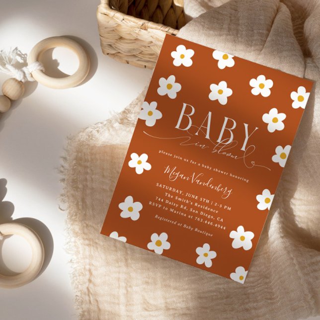 Bebé En Bebé Ducha Invitación De Daisies Blancos (Subido por el creador)
