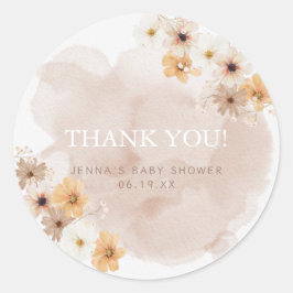 Bebé en Bloom Baby Shower Gracias Pegatina