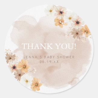 Bebé en Bloom Baby Shower Gracias Pegatina