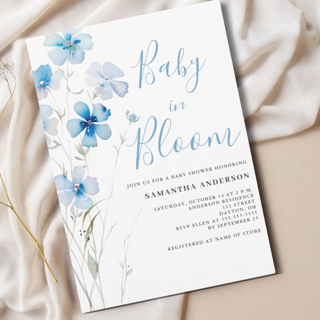 Bebé En Bloom Blue Floral Boy Invitación A La Duch (Subido por el creador)
