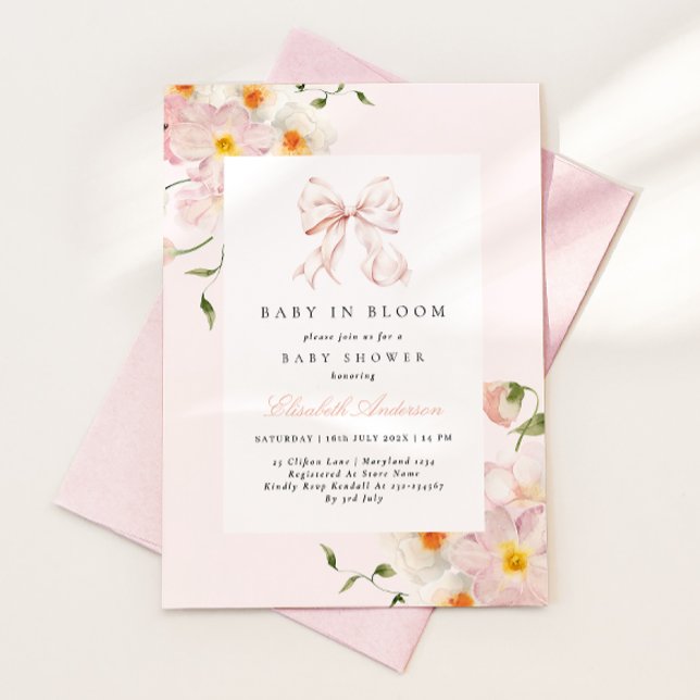 Bebé En Bloom Bow Invitación De Baby Shower Blanda (Subido por el creador)