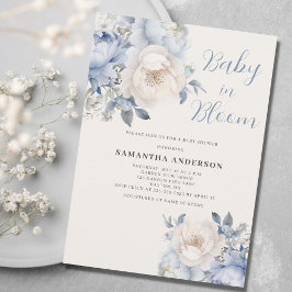 Bebé En Bloom Boy Blue Floral Shower Invitación
