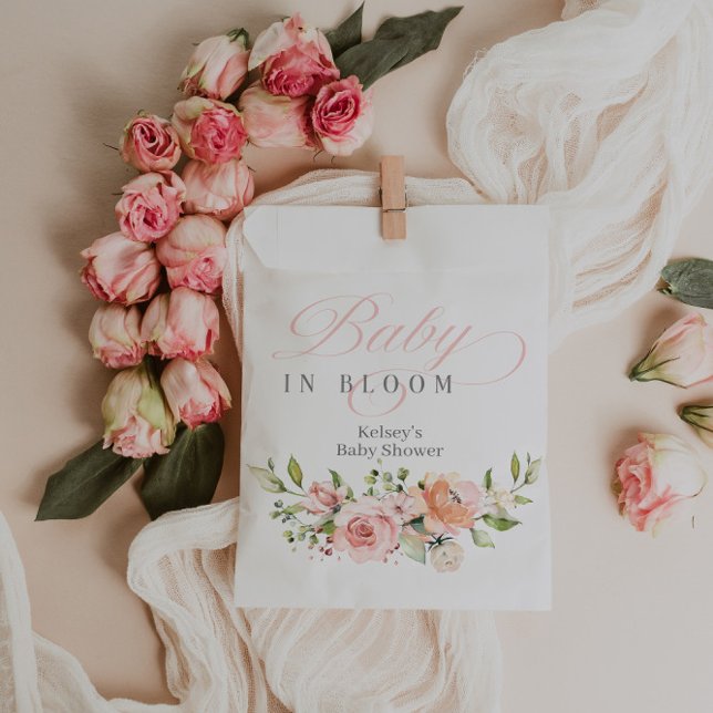 Bebé en Bloom Chica Bolsas Favorables Baby Shower (baby in bloom baby shower favor bags)