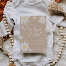 Bebé en Bloom Daisy Beige Invitación a Baby Shower
