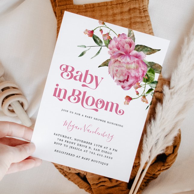 Bebé En Bloom Invitación Floral Rosa (Subido por el creador)