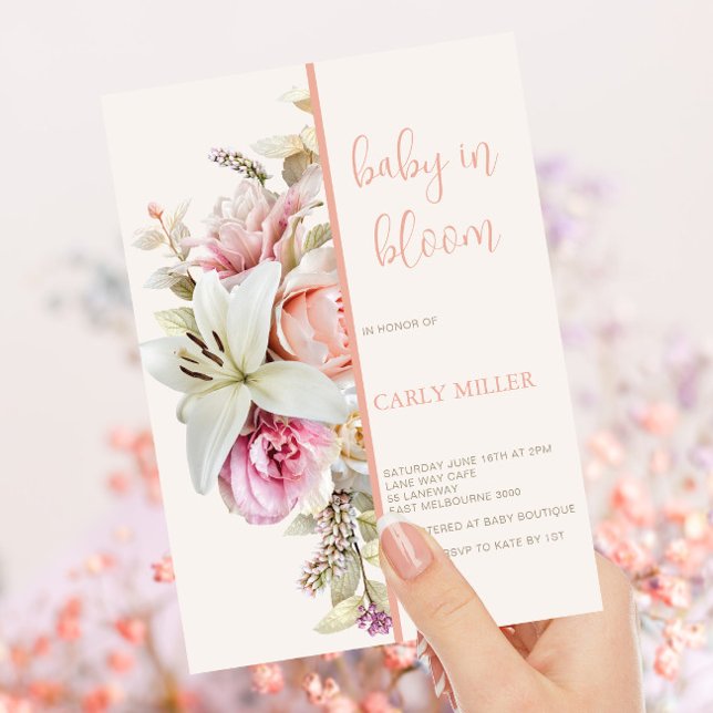 Bebé En Bloom Negrita Invitación De Baby Shower Fl (Subido por el creador)