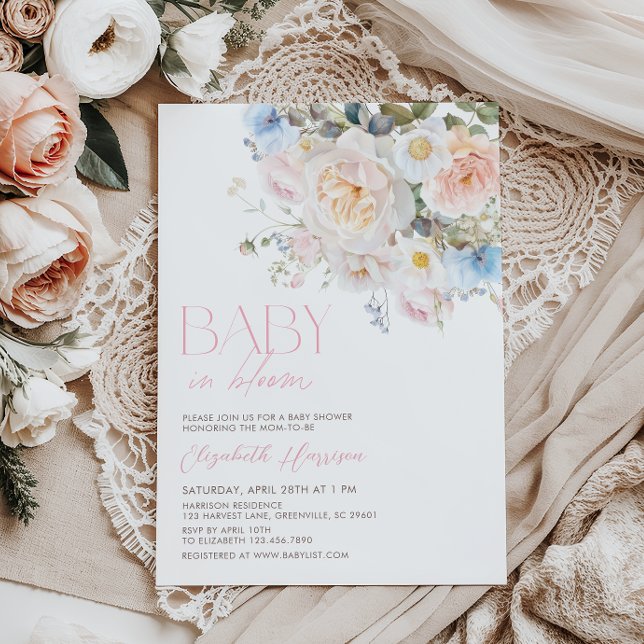 Bebé En Bloom Pastel Invitación A Baby Shower Flor (Subido por el creador)