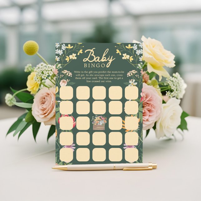 Bebé en Bloom Summer Floral Jardín Bingo Tarjeta d (Baby in Bloom Summer Floral Garden Bingo Game Card)