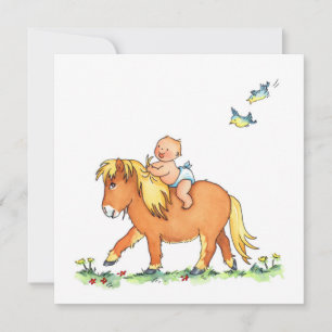 Bebé en caballo pony - Anuncio de nacimiento