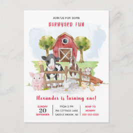 Bebé en el país de la granja !st Invitación al cum