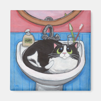 Bebé en el rosado - imán del gato