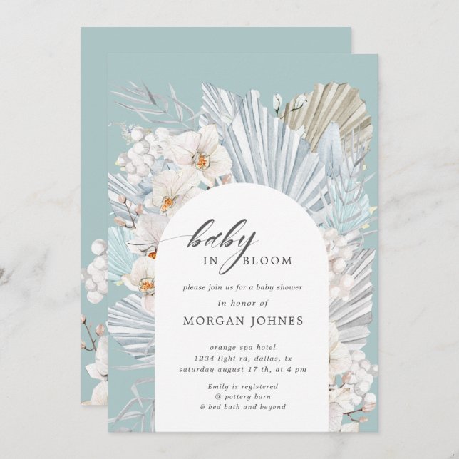 bebé en flor bohemia floral baby ducha invitación (Anverso / Reverso)