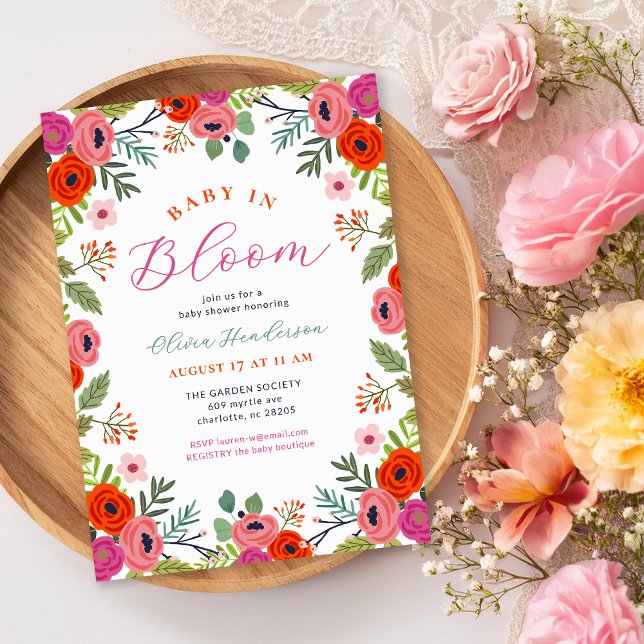 Bebé en flor brillante invitación a Baby Shower (Subido por el creador)