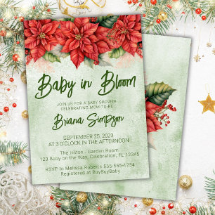 Bebé en Flor de Pascua de Navidad Invitación de Ba