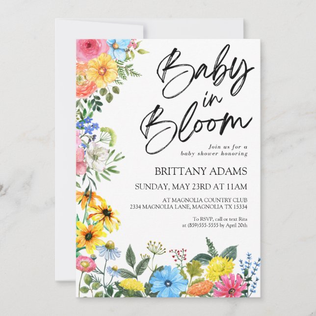 Bebé en flor - Invitación a Baby Shower (Anverso)