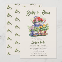 Bebé en flor | Invitación a Baby Shower acuarela