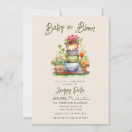 Bebé en flor | Invitación a Baby Shower acuarela