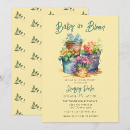 Bebé en flor | Invitación a Baby Shower acuarela