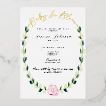 Bebé en Flor - Invitación de Anuncio de Lluvia de