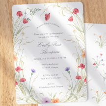 Bebé en Flor - Invitación de Baby Shower de Niña P