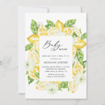 bebé en flor lemon bouquet baby ducha Invitación