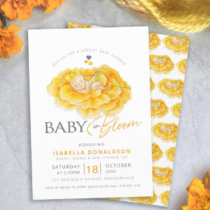 Bebé en flor marigold invitaciones a la ducha de b