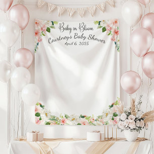 Bebé en Flor Rosa Tapiz para Baby Shower Floral