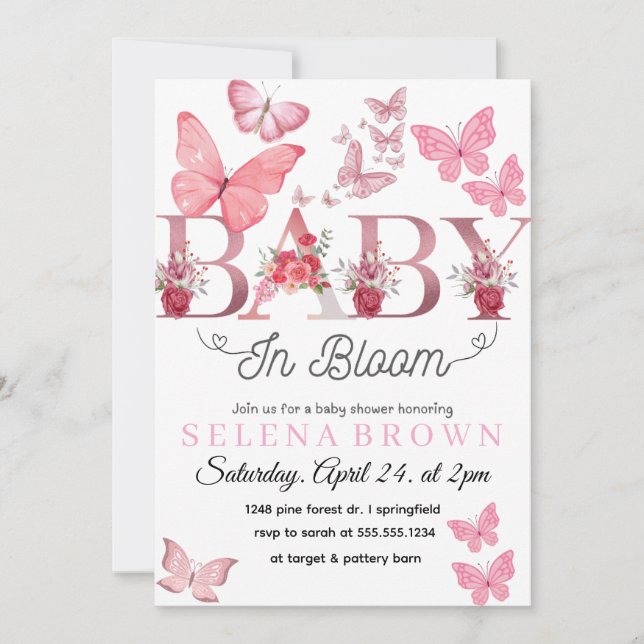 BEBÉ En Flor – Tarjeta de tarjeta de baby shower d (Anverso)