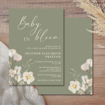 Bebé en Floración Verde Salvia Invitación para Bab