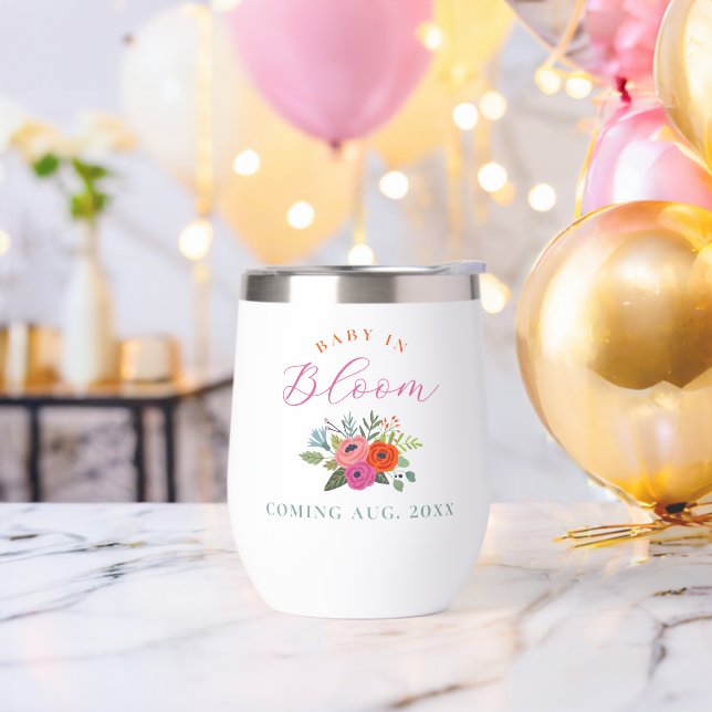 Bebé en Invitación de embarazo floral brillante en (Despedida de soltero)