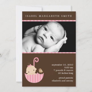 Bebé en Invitaciones de foto de paraguas rosados