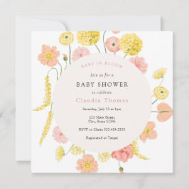 Bebé en la invitación a Baby Shower floral en flor