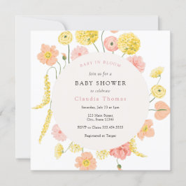 Bebé en la invitación a Baby Shower floral en flor