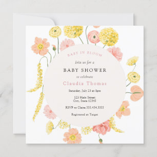 Bebé en la invitación a Baby Shower floral en flor