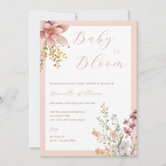 Bebé en la invitación a Baby Shower floral en flor