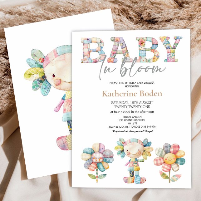 Bebé en la invitación a Baby Shower floral en flor (Subido por el creador)