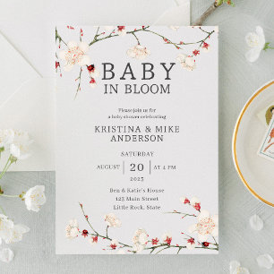 Bebé en la invitación a la ducha con flores de cer