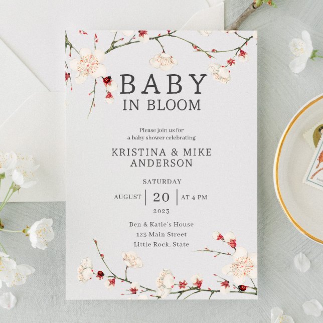 Bebé en la invitación a la ducha con flores de cer (Subido por el creador)