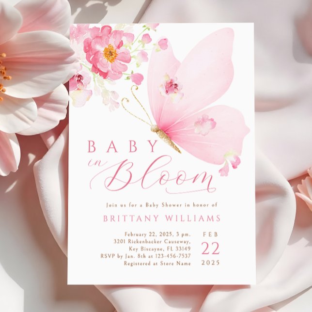 Bebé en la invitación de Baby Shower a la mariposa (Subido por el creador)