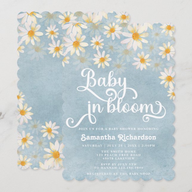 Bebé en la invitación de Baby Shower de Bloom Dais (Anverso / Reverso)