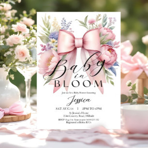 Bebé en la invitación de Baby Shower de Bow Rosado