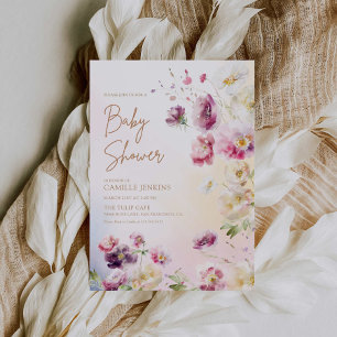 Bebé en la invitación de Baby Shower floral de pri