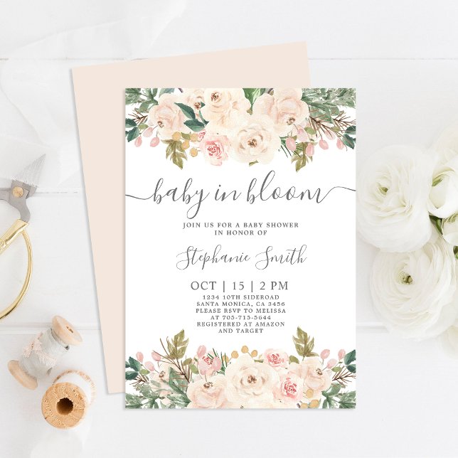 Bebé en la invitación de Chica de Baby Shower flor (Subido por el creador)