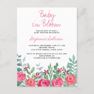 Bebé en la tarjeta postal de invitación rosa de Ba