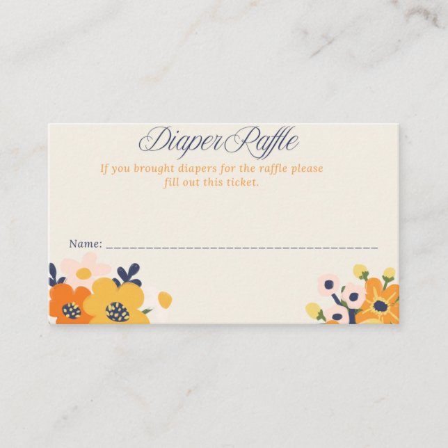 Bebé en las tarjetas Baby Shower Diaper Raffle (Anverso)