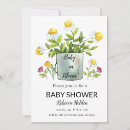 Bebé en sangre - Invitación a Baby Shower con flor