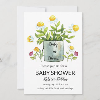 Bebé en sangre - Invitación a Baby Shower con flor