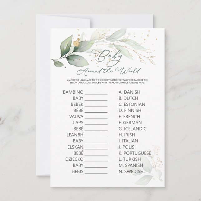 Bebé en torno al juego mundial Foliage Verde y Oro (Anverso)